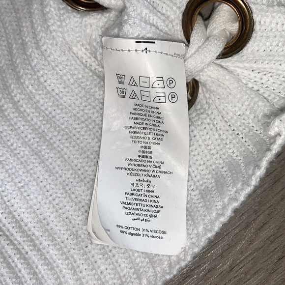 Michael Kors White Ribbed Sweater With Gold Tie Detail Medium - Picture 7 of 10